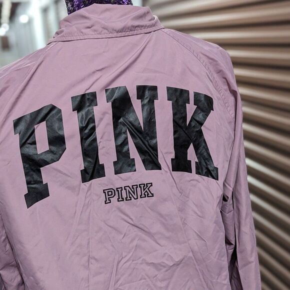 Retro Y2K PINK Size Medium Mauve‎ Pink Rain Coat w Snap Closure - Picture 5 of 8